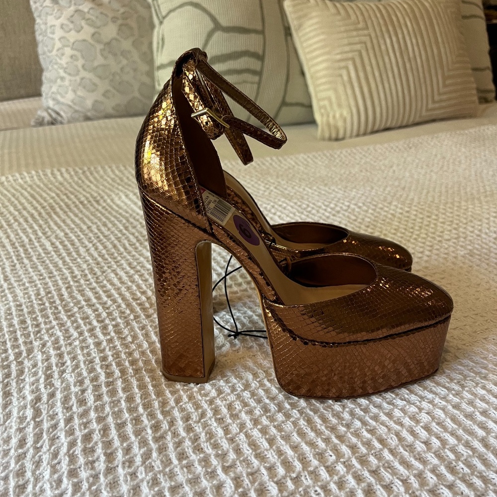 Aldo. Golden snake block heel
